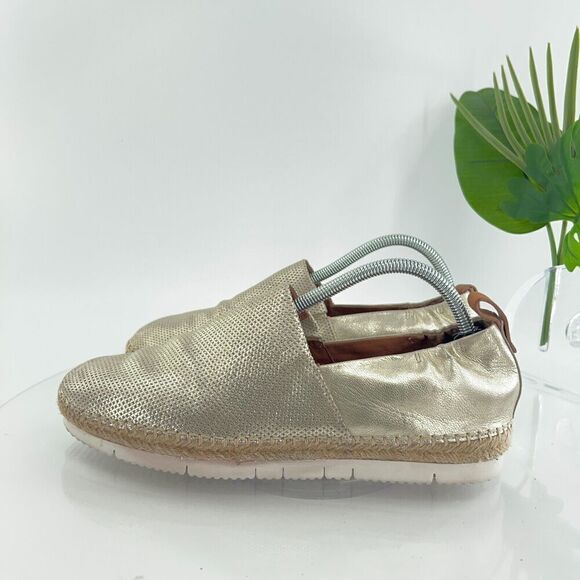 Gentle Souls Women's 10 Lara A-Line Sporty 2 Espadrilles Gold Leather Flats - Picture 6 of 15
